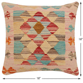 handmade Traditional Pillow Red Blue Hand-Woven SQUARE 100% WOOL Hand woven turkish pillow2' x 2'